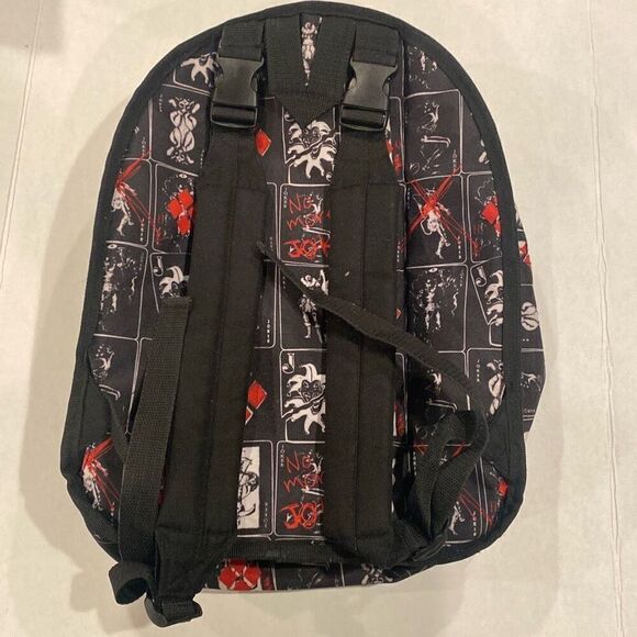 Harley Quinn Joker Flip Pak Reversible Backpack Black Red White Spencer Gifts - Picture 9 of 16